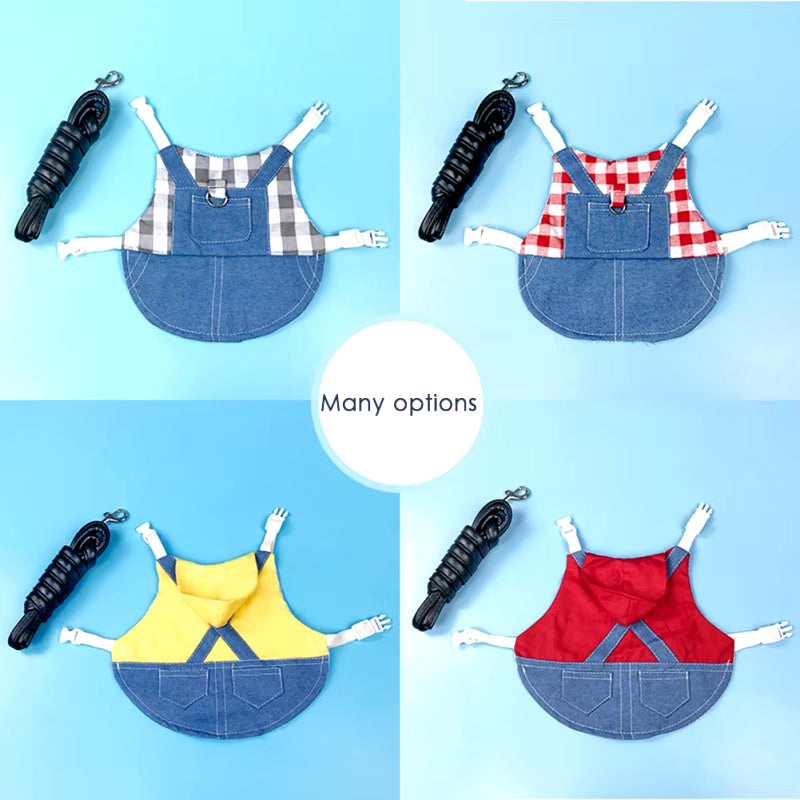 Small Pet Clothing Leash Jumper Hoodie Suspenders Jeans Dutch Pig Lop Rabbit Cavy Hamster Collars Outdoor Pets Harness Supplies