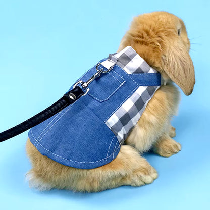 Small Pet Clothing Leash Jumper Hoodie Suspenders Jeans Dutch Pig Lop Rabbit Cavy Hamster Collars Outdoor Pets Harness Supplies