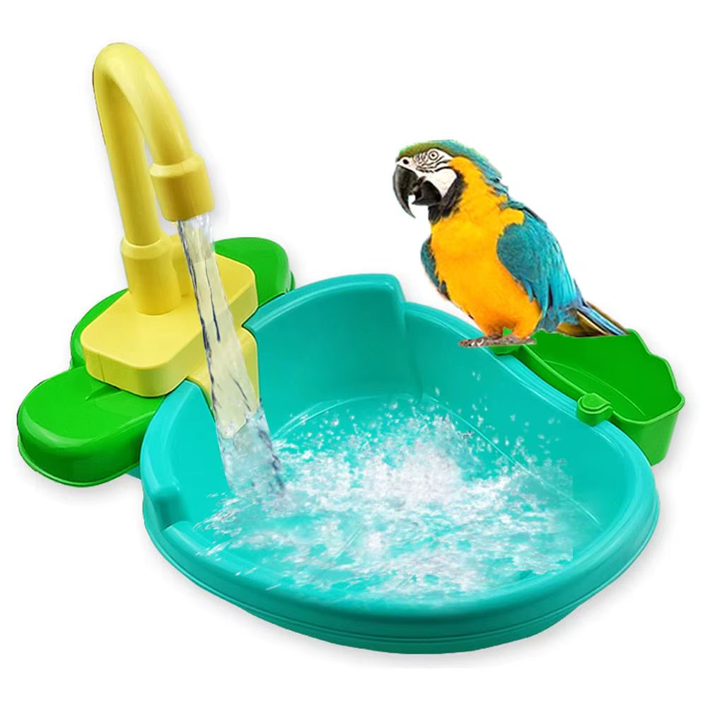 New Bird Feeder Automatic Parrot Bath Tub Swimming Pool Faucet Parrot Bath Shower Water Dispenser Bird Cage Bathroom Parrot Toy