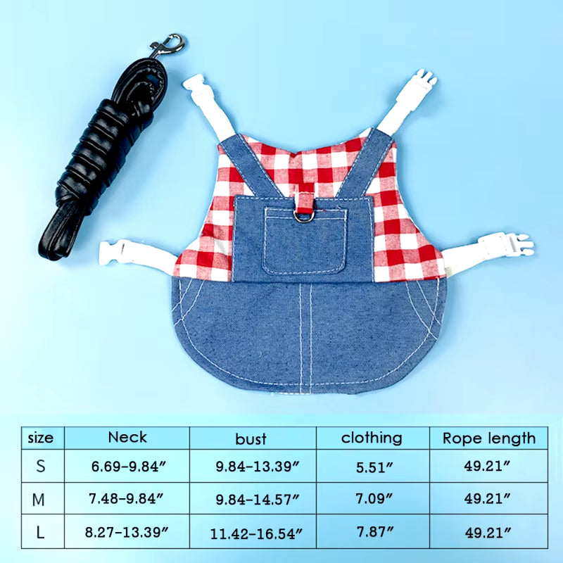 Small Pet Clothing Leash Jumper Hoodie Suspenders Jeans Dutch Pig Lop Rabbit Cavy Hamster Collars Outdoor Pets Harness Supplies